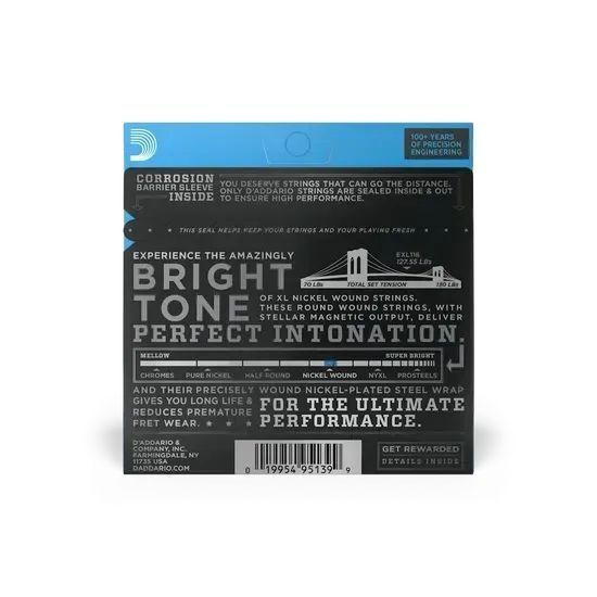 Струни для електрогітари D'ADDARIO EXL116 XL Nickel Wound Medium Top/Heavy Bottom (11-52) 19632 фото