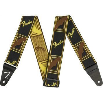 Ремінь гітарний Fender 2" Weightless Monogrammed Black/Yellow/Brown 230248 фото