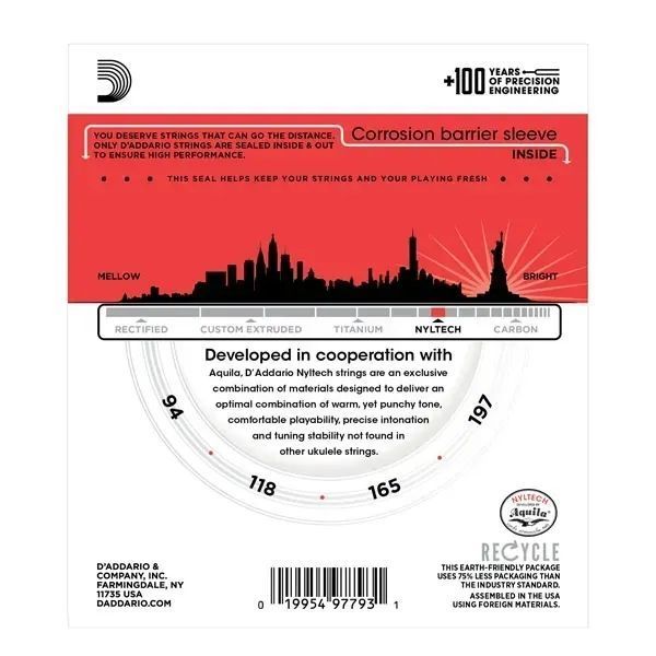 Струни для бас-гітари D'ADDARIO EJ88UB Nyltech Ukulele Bass 36074 фото