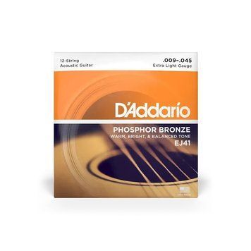 Струни для акустичної гітари D'ADDARIO EJ41 Phosphor Bronze 12-String Extra Light (09-45) 19560 фото