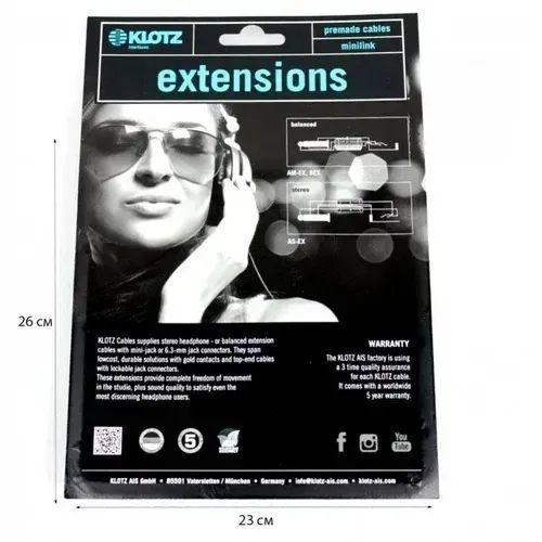 Кабель Klotz AS-EX6 Extension Cable Black 3 м 228331 фото