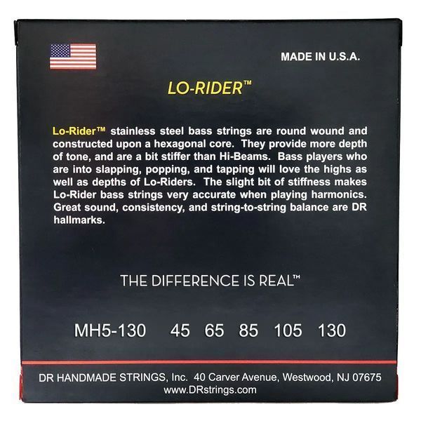 Струни для бас-гітари DR Strings LO-Rider Bass - Medium - 5-String (45-130) 40833 фото