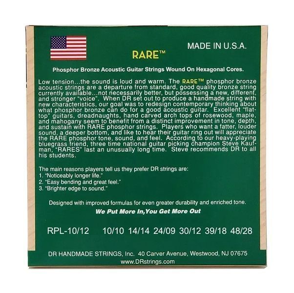 Струни для акустичної гітари DR Strings Rare Acoustic Phosphor Bronze - 12 String (10-48) 40795 фото