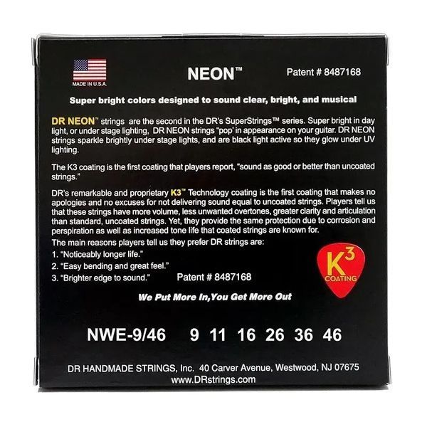 Струни для електрогітари DR Strings NEON White Electric - Light Heavy (9-46) 40755 фото