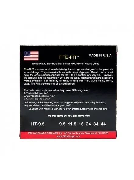 Струни для електрогітари DR Strings Tite-Fit Electric - Half-Tite (9.5-44) 40713 фото