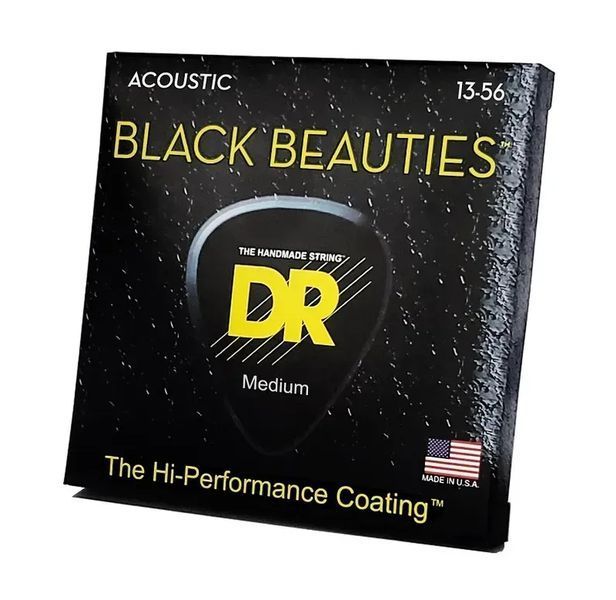 Струни для акустичної гітари DR Strings Black Beauties Acoustic - Medium (13-56) 40815 фото