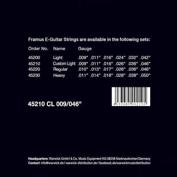 Струни для електрогітари FRAMUS 45210 Blue Label Custom Light (09-46) 20909 фото