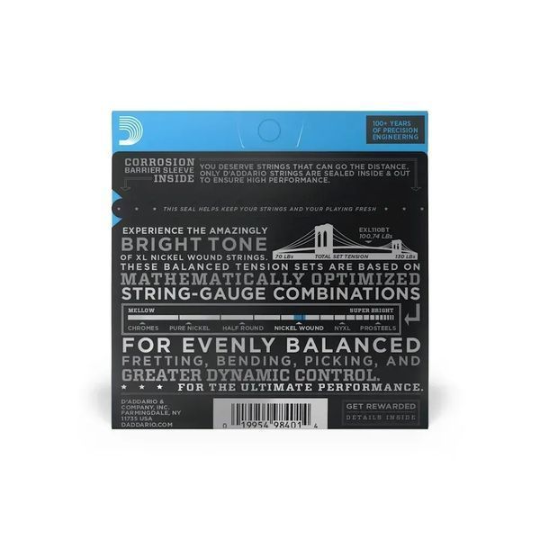 Струни для електрогітари D'ADDARIO EXL110BT XL Nickel Wound Balanced Tension Regular Light (10-46) 30082 фото