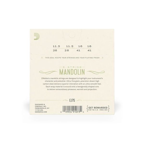 Струни для мандоліни D'Addario EJ75 Mandolin Phosphor Bronze Medium/Heavy (11.5-41) 35002 фото