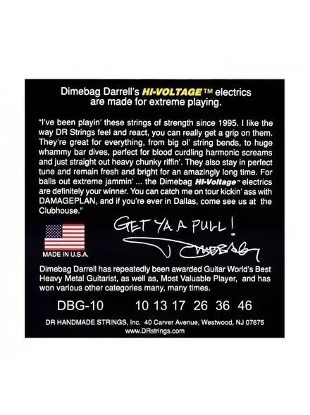 Струни для електрогітари DR Strings Dimebag Darrell HI-Voltage Electric - Medium (10-46) 40745 фото