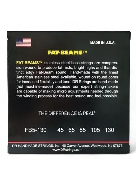 Струни для бас-гітари DR Strings Fat-Beams Bass 5-String - Medium (45-130) 40830 фото