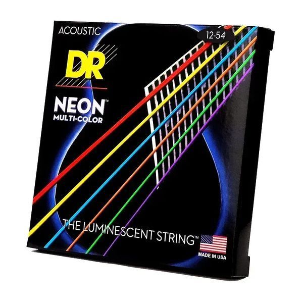 Струни для акустичної гітари DR Strings Neon Multi-Color Acoustic - Light (12-54) 40811 фото
