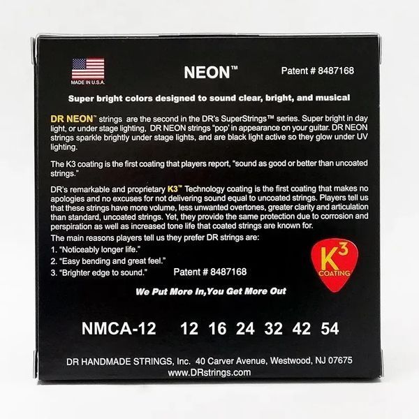 Струни для акустичної гітари DR Strings Neon Multi-Color Acoustic - Light (12-54) 40811 фото